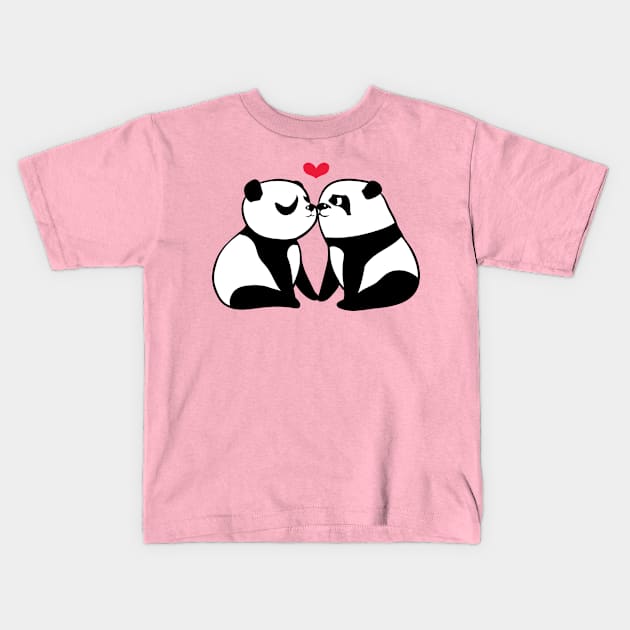 Panda Kisses Kids T-Shirt by huebucket